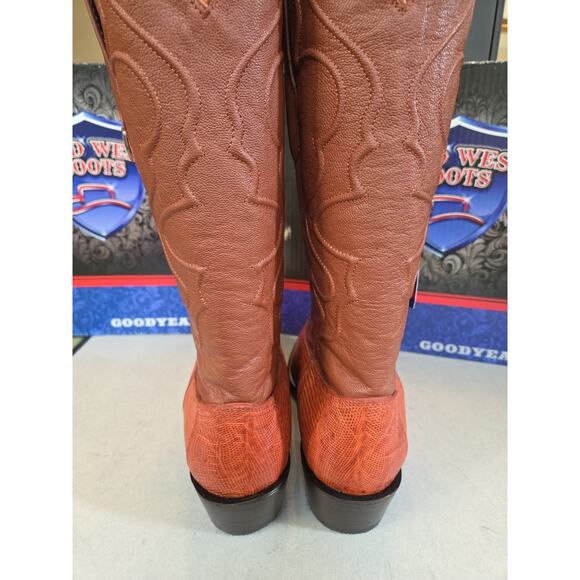 WILD WEST COGNAC 3X-TOE GENUINE TEJU LIZARD WESTERN COWBOY BOOT 11.5 (EE) main image 6